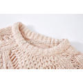 Women's Knitted Cable Pointelle Crew-Neck Chunky Pullover
